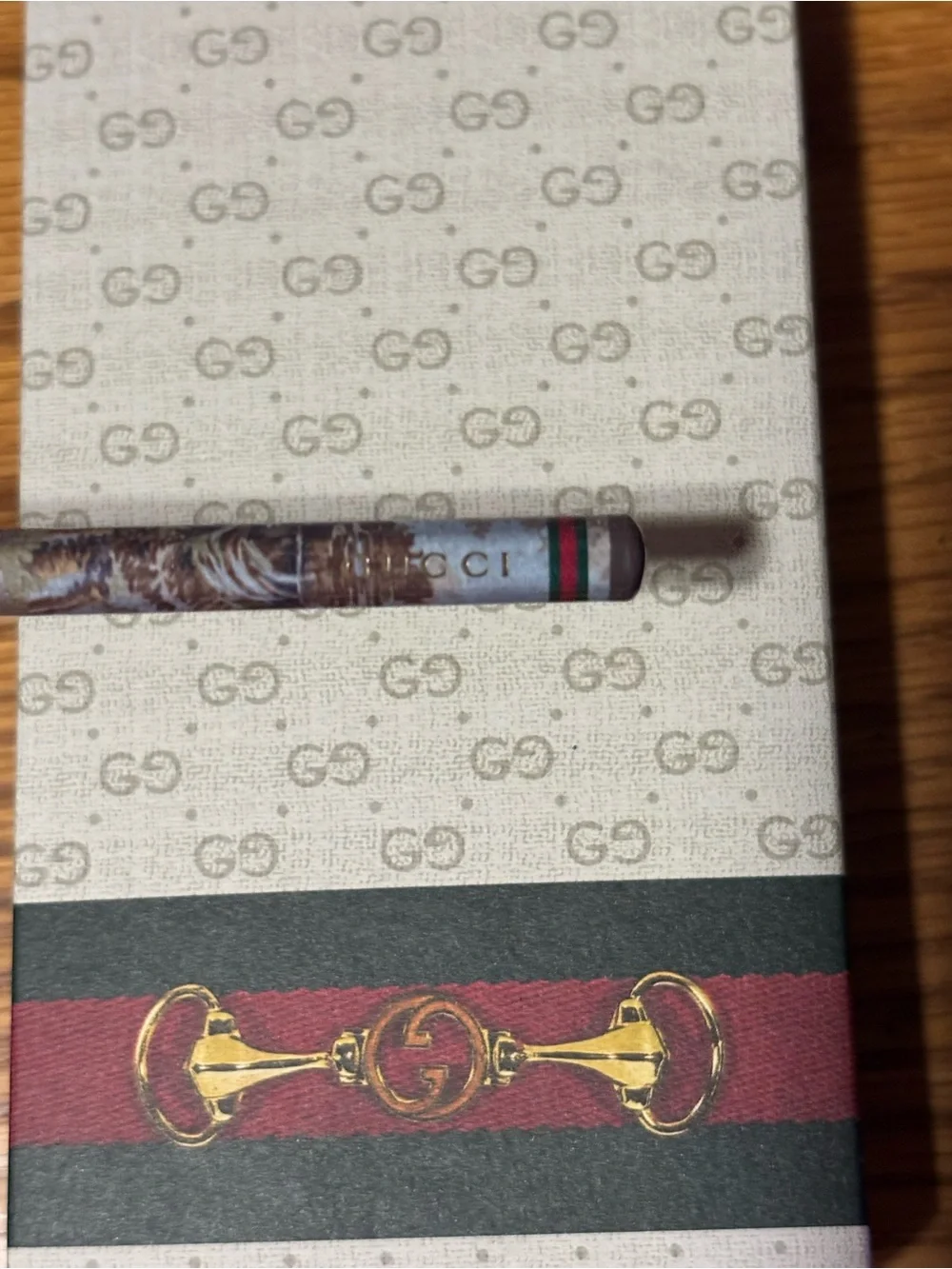 Gucci Decorative Floral Pattern Pencil Set in Blue and Brown
